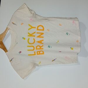 Lucky Brand Girls shortsleeved Tee Shirt Size Large cream multicolor